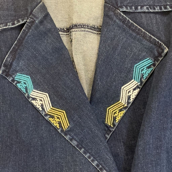 Ashro denim embroidered jacket size 14 button jean jacket or blazer - Picture 4 of 8